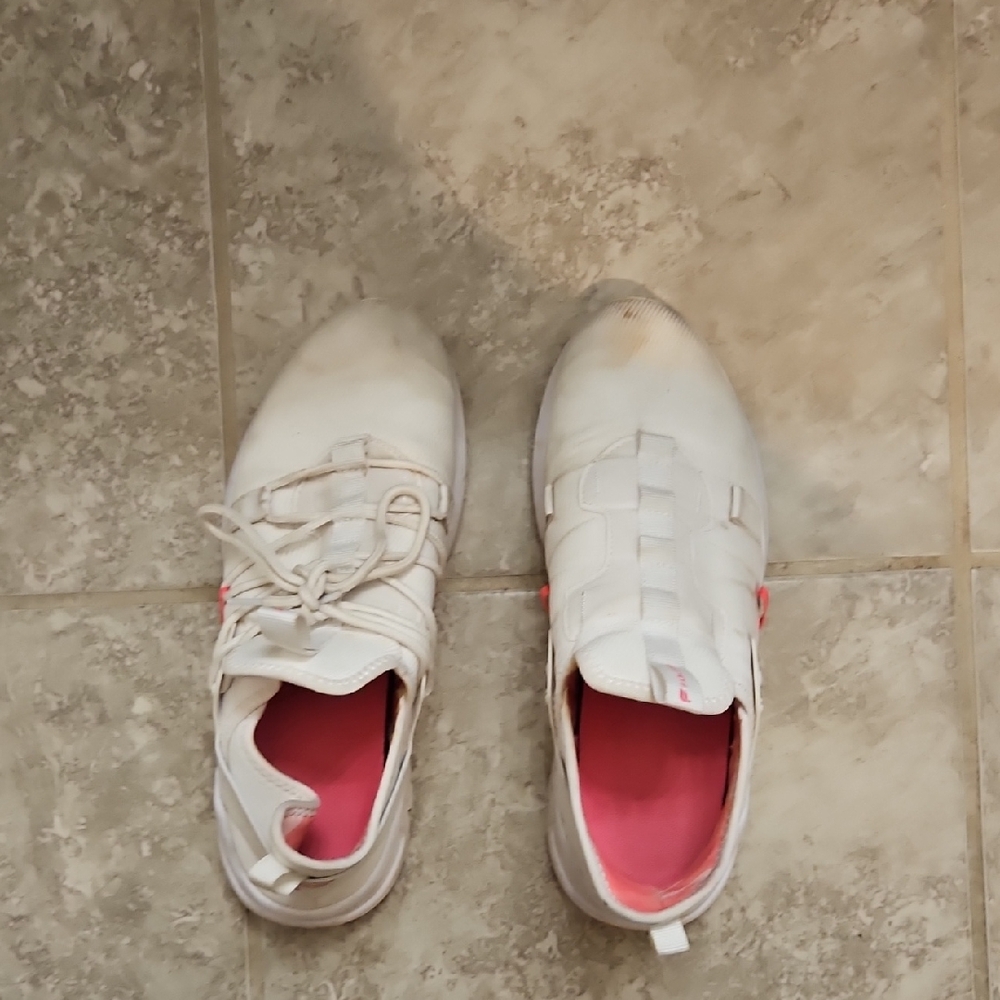 Fabletics White Sneakers with Pink Interior